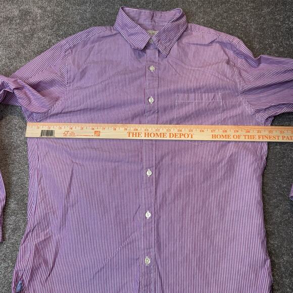 J.Crew 2-Ply Cotton Shirt Medium M Red White Stripe Long Sleeve Button-Up Comfy - Picture 3 of 9